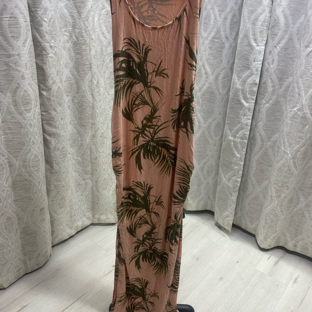 Isabel Maternity by Ingrid & Isabel Peach and Green Leaf Maxi Dress